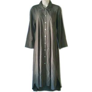 Zara Button Down Midi Dress Duster M Army Green